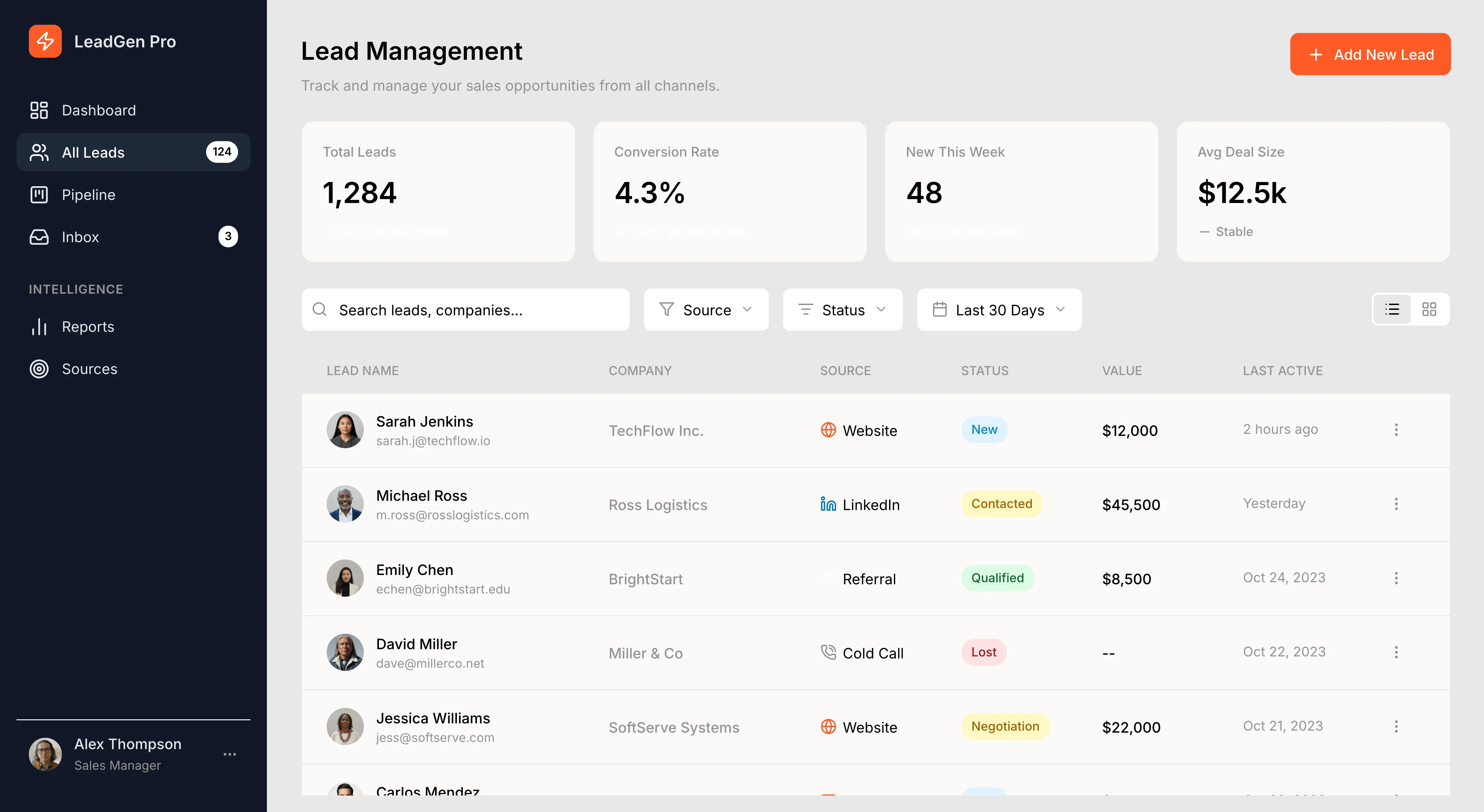 Lead Management Dashboard